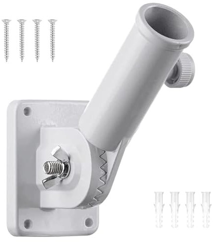 Flag Pole Holder Adjustable, White Multi-Position Flag Pole Mounting Bracket, with Expansion Tube, Screw, Adjustable 180 Degree Aluminum Alloy Flagpole Mount, Suitable for Flag Installation