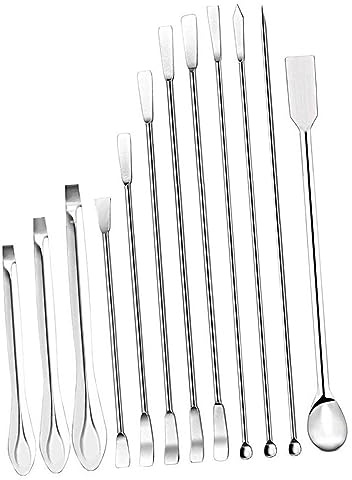 Espátula de Laboratorio 12 Piezas, Acero Inoxidable 304, Cuchara Multifuncional de Muestreo para Experimentos