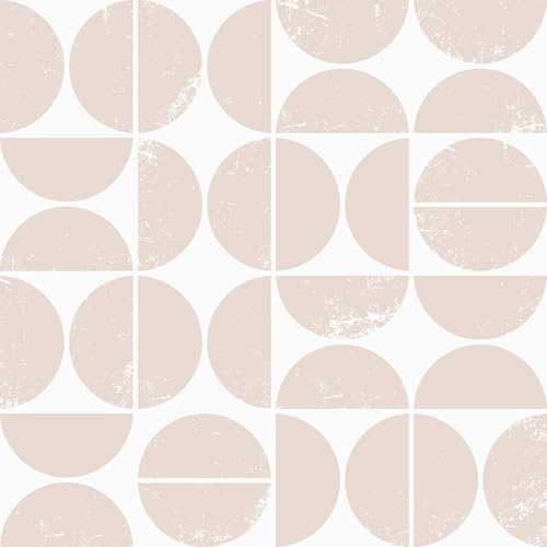 VEELIKE Distressed Neutral Pink Geometric Peel and Stick Wallpaper Abstract Geometric Wallpaper for Bedroom Accent Wall 17.7''x118'' Removable Self Adhesive Modern Wall Paper for Bathroom Living Room