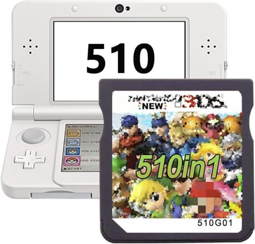 DS Game，510 in 1 Super Combo Game Cartridge，Contains 510 3ds Games，Retro Classic Games Card Suitable for NDS, NDSi, 3DS, New, DS, 2DS, DS Lite