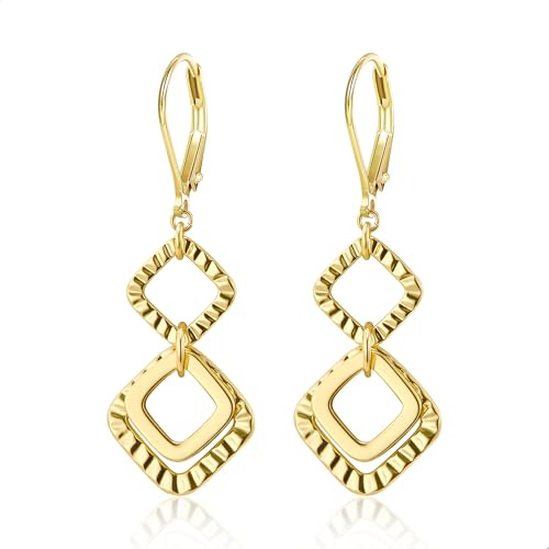 ALEXCRAFT Gold Ohrringe Damen, Hängende Ohrringe Hypoallergen Lange Ohrring mit Geometrischer Anhänger Drop Ohrring HängendOhrringe Schmuck für Damen Mädchen