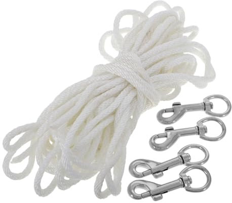 Toyvian 1Set Braided Flag Pole Rope Kit with Clips Versatile Replacement Rope for Flagpole Camping Gardening Outdoor Clothes Hanging Rotating Ring Durable and Multipurpose
