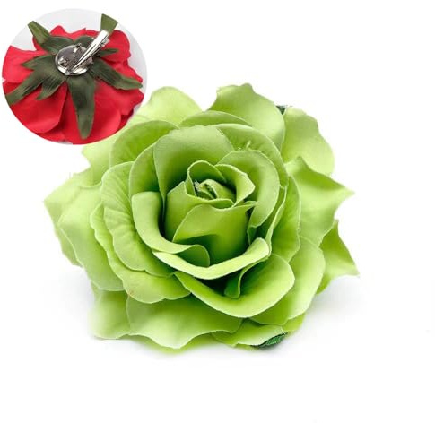 2 Stücke Blumen Haarspange Boho Bräute Brosche Haarclips Hochzeitsbrosche Rose Haarklammer Haarnadeln Haarschmuck Strand Hochzeit Haarspangen für Mädchen Damen Party Hochzeit Tänzerin Grün