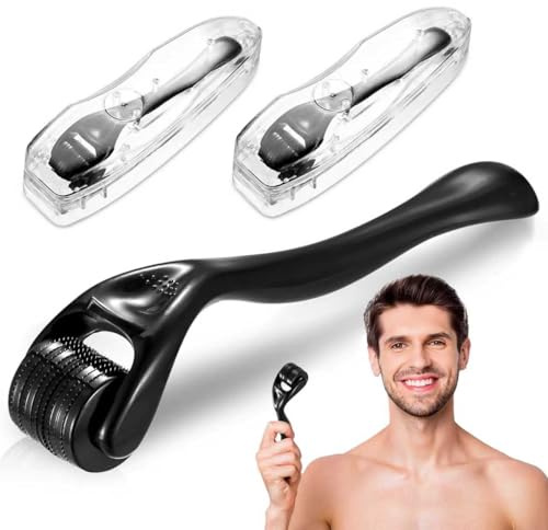 Lot de 2 rouleaux à barbe de 0,5 mm, pour Dermaroller 0,75 mm, rouleau à micro-aiguilles pour soins de la peau et des cheveux, du visage et du corps, hommes et femmes, pour Derma Roller
