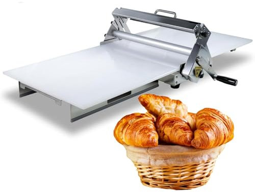 Máquina laminadora de masa plegable reversible para hojaldre con grosor ajustable, tabla grande para panadería, pizza y croissants.,400