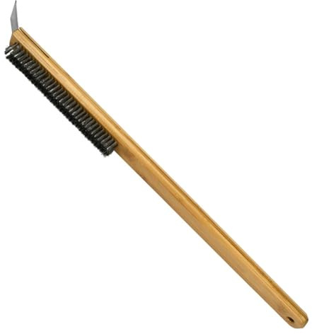 Brosse de Nettoyage des grilles de Four - Gratte- en Pierre à Pizza, Outil de tête métallique | Accessoire de Barbecue à poignée en Bois Long, équipement réutilisable de Lavage de pour la