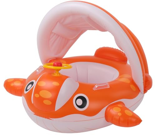 Peradix Baby Schwimmring mit abnehmbarem Sonnendach | für 9-36 Monate |Schwimmer mit Sonnenschutz,Orange