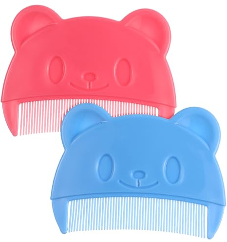 CLISPEED 2pcs Fine Tooth Combs for Cradle Cap Removal Portable Bear Shaped Hair Grooming Combs with Gentle Scalp Massage Travel-friendly Detangling Tool for Newborns and Boy Girl