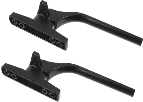 HOMSFOU 2pcs Black Right-Handed Casement Window Handles for Exterior Doors and Sliding Windows Replacement Accessories with Ergonomic Design for UPVC and Double Glazing