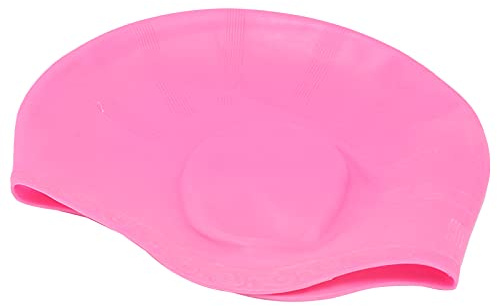 YUANKEECE Gorro de Natación con Protección para los Oídos, para Cabello Largo, Silicona Profesional, Diseño Cómodo, Competición, Entrenamiento, Deportes Acuáticos (Rosa (Gorro de natación con