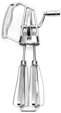 Quzenn Manual Egg Beater Hand Crank - Stainless Steel Whisk, Ergonomic ABS Handle, Compact Design for Easy Mixing Silver