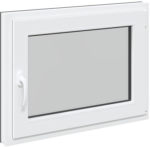 Källarfönster RISOR antracit 80 x 60 cm PVC och glas, modern källarfönsterdesign, hållbar PVC-glaskonstruktion, energieffektiv, värmeisolering, ljudisolering, roterande funktion