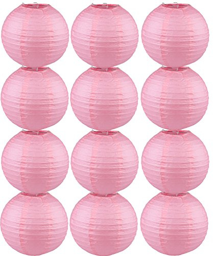 Tmade 12 PCS 6 Pink Paper Lanterns for Birthday Wedding Party Garden Home Decoration