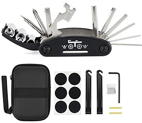 WOTOW Bike Repair Tool Kit - 16 in 1 Bicycle Multitool Portable Mountain Bike Tool Cycling Maintenance, Bike Hex Key Wrench & Bike Tube Patch Kit & Tire Lever & Hard Carrying Case (16 in 1)
