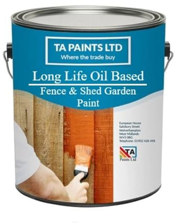 TA Paints Quick Drying Fence and Shed Paint - Multi-Purpose Paint Perfect for Outdoor Use - Ideal for Fences, Decking, Timber, Stone & Brick (5 litres, Matt Black)