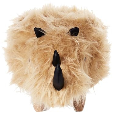 Beliani Flauschiger Hocker in Tierform Felloptik sandbeige Tierhocker für Kinder Rhino