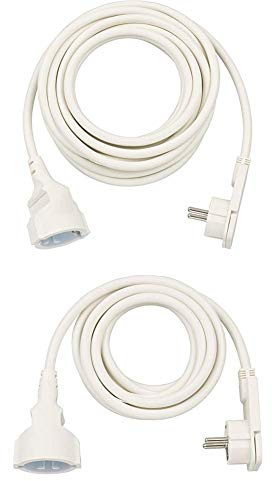 Brennenstuhl Qualitäts-Kunststoff-Verlängerungskabel mit Flachstecker (für innen mit 5m Kabel, weiß) und Qualitäts-Kunststoff-Verlängerungskabel mit Flachstecker (für innen mit 3m Kabel, weiß)