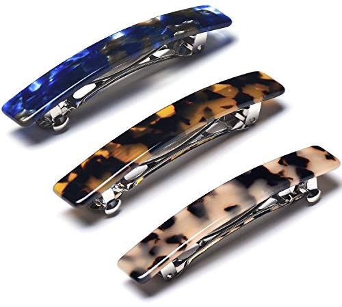 FSMILING Französische Haarspangen Damen Klein Haarspange Set Dünnes Haar | 3 Stück Haarspangen Set Damen Für Feines Haar Französische Haarspange Klein Hair Clip Automatische Haarspange Haarclips