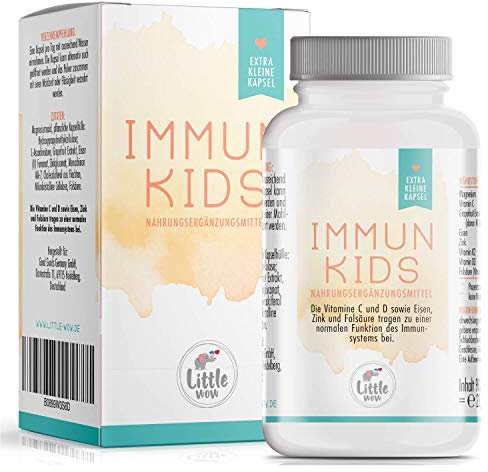 Vitamine Kinder - Multivitamin Kapseln speziell für das Immunsystem - Mit Vitamin D Kinder + C + Magnesium + Folsäure B9 + Eisen & Zink - 90 Kapseln 100% VEGAN für 3 Monate - Grapefruit Extrakt