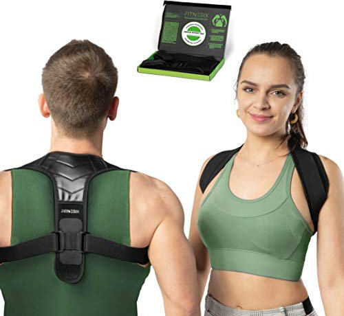 FITNESIX 2-FACH JUSTIERUNG - Geradehalter zur Haltungskorrektur Rückenstütze für Damen & Herren - NUR FÜR ERFAHRENE - M/L