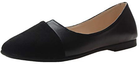 Schuhe Frauen Spleiß Farbe Wohnungen Mode Pointed Toe Ballerina Ballett Flat Slip On (36,Schwarz)