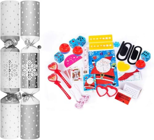 50 Silver Snowflake Christmas Crackers 11 New Year Party Bulk Xmas shiny