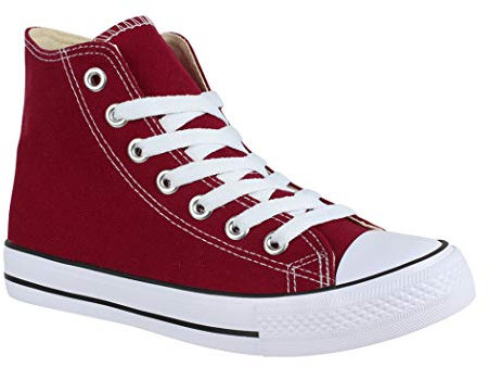 Elara Unisex Sneaker Sportschuhe High Top Turnschuh Chunkyrayan 014-A Wine-40