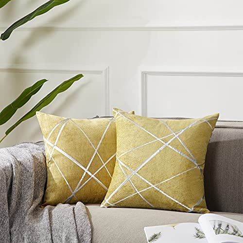 GIGIZAZA Kissenbezug 40x40 cm Kissenhülle Gelb Kissenbezüge Dekokissen Fall für Sofa Schlafzimmer Wohnzimmer 2er Set