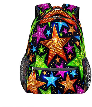 SEEKJOYS Rucksack mit farbigem Pentissa-Druck, personalisiertes Muster, Büchertaschen, Freizeitrucksack für Teenager, Jungen und Mädchen, Rucksack, Laptop, athletisch, Outdoor, Wandern, Camping,
