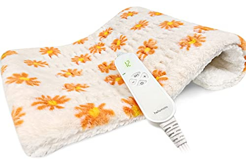 HELLOMOTO Heating Pad for Pain Relief, Electric Heating Pad for Back Pain and Cramps Relief -12 Heat Settings with Auto Off, Support Dry & Moist Heat, Machine Washable, Size 12 Inch x 24 Inch,-OW01