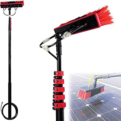 UIBAO Teleskopstange Wasserführend,Photovoltaik-Reiniger,Teleskop-Fensterreiniger-Wasserwaschbürsten-Kit,Solarpanel-Reinigungssystembürste,30cm/55cm Bürstenkopf,Brushhead30cm-10.8m/36FT