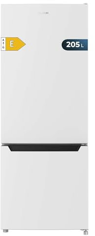 Cecotec Frigorífico Combi Bolero CoolMarket Combi 205 DF White E, Clase E, 205 L, DeFrost, Fast Cooling, Puerta Reversible, LED Interior,
