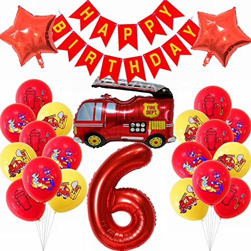 Kiwochy Feuerwehr Geburtstagsdeko 6 Jahre Junge Kindergeburtstag Feuerwehrauto Luftballons Dekoration Junge Geburtstagsdekoration Feuerwehr Dekoration Feuer Party Luftballons Feuerwehrmann