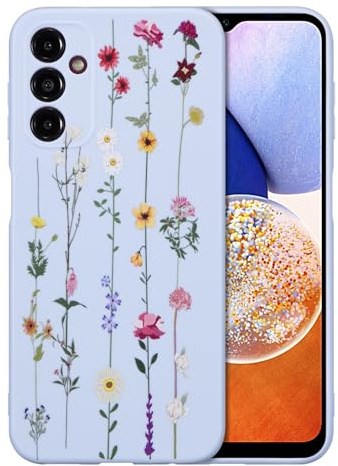 ZTOFERA Blumen Hülle Kompatibel mit Samsung Galaxy A14 5G für Mädchen Frauen, Flexibel Weiche Silikon Schutzhülle mit Cute Kletterblumen Muster Stoßfest Cover, Violett