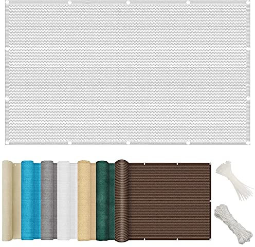 YUANZHI Balkon Sichtschutz Balkonabdeckung 95 x 300 cm HDPE 185g/m², UV-Schutz Balkonschutz Balkonabdeckung mit Ösen und Kabelbinder für Balkongeländer Terrasse, Weiß