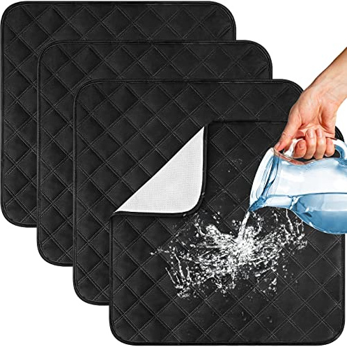 Inkontinenz-Stuhlkissen, wasserdicht, waschbar, wiederverwendbar, saugfähig, 56,9 x 52,9 cm, für Damen, Herren, Erwachsene, Kinder, Rollstuhl-Liegestuhl, 4 Stück, Schwarz