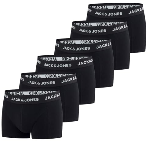 JACK & JONES Boxershorts för män, 6-pack, basic boxershorts stretch, kalsonger, underkläder, retroshorts, set, bomull, svart, röd, grön, blå, grå, S, M, L, XL, XXL, 3XL, 6-pack, M