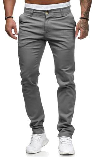 ALLABREVE Men's Chinos Casual Dress Pants Slim Fit Skinny Stretch Flat-Front Lightweight Comfort Slacks (Dark Gray,32W*30L)