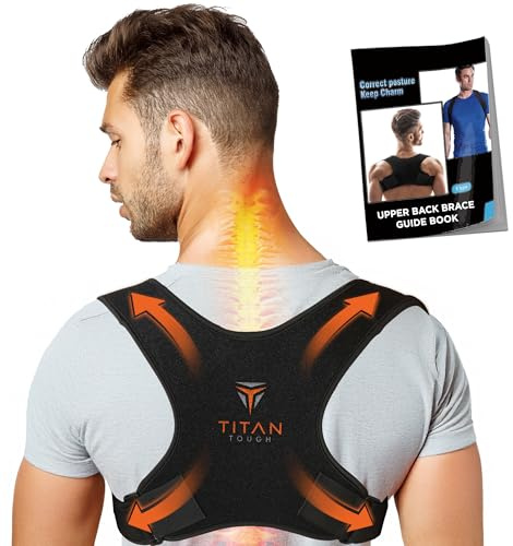 Titan Tough Premium Upper Back Brace for Men & Upper Back Brace for Women, Adjustable Posture Corrector, Upgraded Version, Back Brace for Alignment (L-XXL)