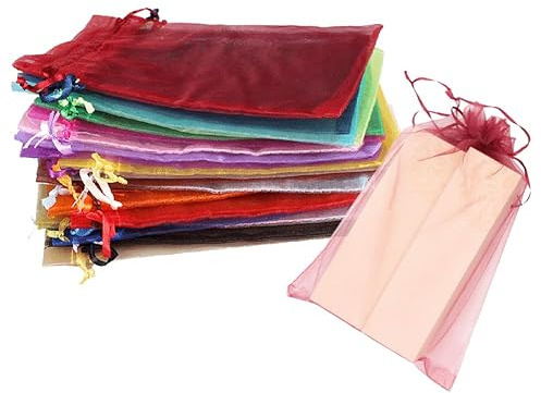 Whakano 20 Stück Bunt Organzasäckchen mit Kordelzug,Organzabeutel,Schmuckbeutel,GeschenkSack,für Hochzeit Geburtstag Süßigkeiten Schmuck Geschenkverpackung Party Mit Schnur,Gemischt,30x40cm