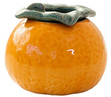 MISNODE Jarrón Decorativo con Forma de Naranja, Jarrón de Cerámica Naranja, Arreglo de Flores de Naranja, Jarrón Redondo, Jarrón único para el Hogar, Sala de Estar, Oficina,(Pequeño)