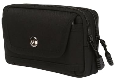 FDEETY Kleine Universal Hüfttasche Handy Gürteltasche Taktische Hüfttaschen Tasche für Camping Wandern Radfahren Klettern und Reisen mit Karabiner(Horizontaler-Schwarz)