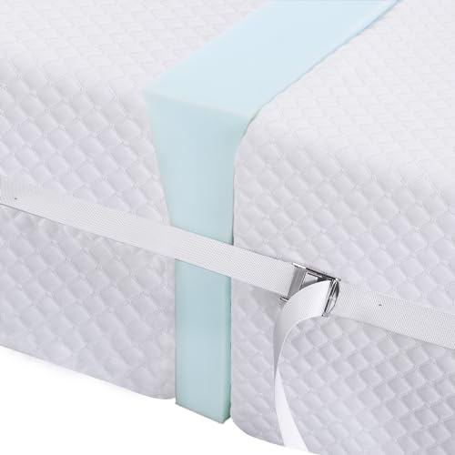 HOMBYS Bed Bridge Twin to King Converter Kit Fits Gaps Up to 3, 75 Foam Mattress Gap Filler with Fastening Strap, Helps Join Twin or Twin XL Beds, for Guest Room, Family Bed, Vacation Rental