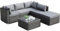 Polyrattan Gartenlounge Set 6-teilig, Outdoor Sitzgruppe mit 2 Sesseln Couchtisch, Wetterfest Balkonmöbel Set für 6 Personen, frei Kombinierbar inkl. 2 Polster, für Garten Terrasse Balkon, Schwarz