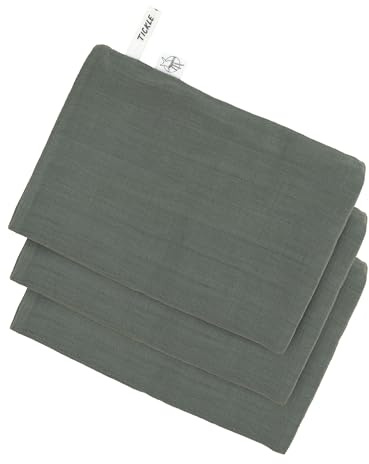 LÄSSIG Set di 3 guanti in mussola per lavare i bambini/Muslin Wash Glove Set 3 pcs petrol green