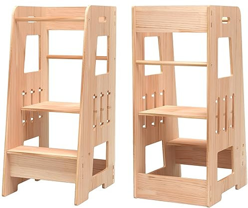 Learning Tower Height Adjustable Children's Step Montessori Tower Children's Chair Kitchen Helper (39 x 50 x 91 cm)
