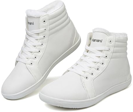Barefoot Chaussures pieds nus hiver hommes femmes neige pieds nus bottes chaudes marche large Toe Box chaussures douces antidérapantes bottes minimalistes Blanc 43EU