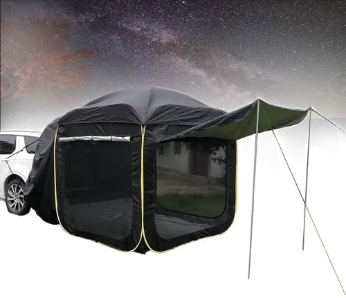 Car Awning, for Ford Focus MK2 MK4 2005-2011 Rain Fly Tent Tarp Waterproof Shelter Portable Anti-UV Sun Shelter Car Awning Tarp Adjustable Car Tent Camping,A-Black