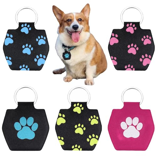 Hundemarken-Schalldämpfer-Abdeckung, geräuschlos, Haustier-ID-Halter, bedruckte Tag-Tasche, Schutz für Katzen, Kaninchen, Haustiere (5 Stück)