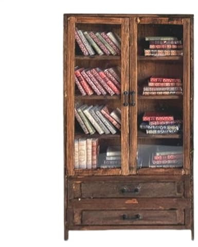Miniatur Bücherregal für Puppenhaus, Miniatur Möbel für Puppenhaus, Puppenhaus Möbel Bücherregal mit Büchern, Puppenhaus Schrank Vitrine, Realistisches Bücherregal Modelle, Puppenhaus Zubehör